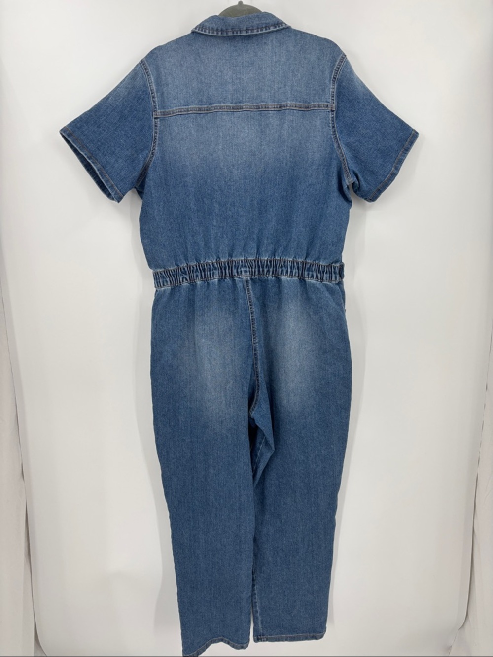 Celebrity Pink Retro 70s Zippered Boiler Suit Denim Overalls Jumpsuit - Picture 7 of 15